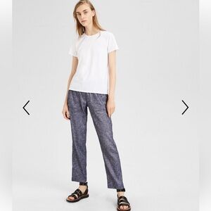 Theory Stretch Linen Utility Pant Chambray Size 6